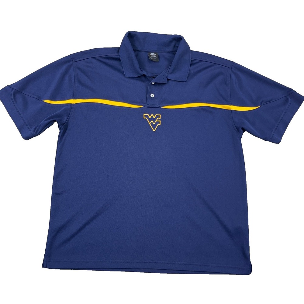 West Virginia Mountaineers Polo Shirt Men Large Blue Performance Starter Y2K VTG